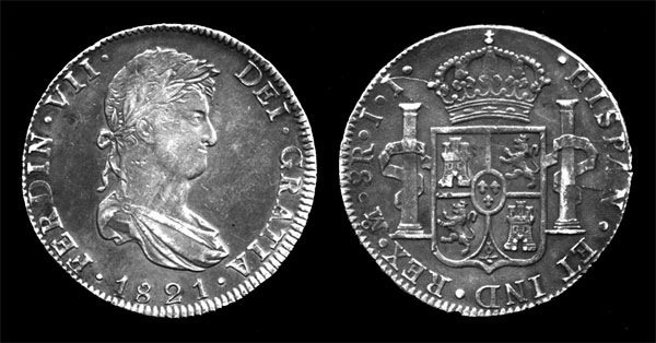 Đồng bạc peso Ferdinand VII of Spain, 1821
