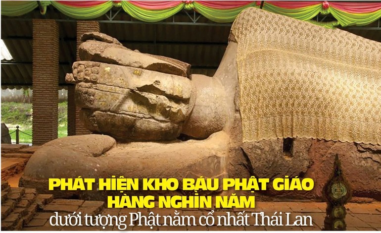 Phát hiện kho báu Phật giáo hàng nghìn năm dưới tượng Phật nằm cổ nhất Thái Lan
