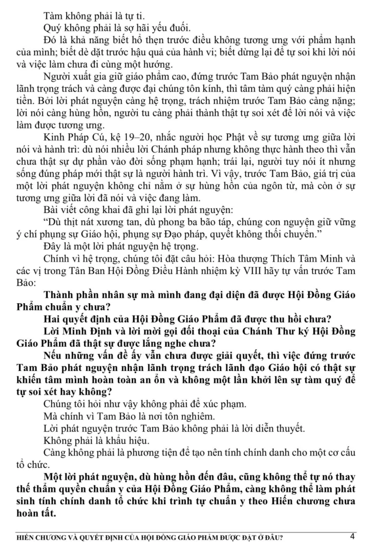 Đôi lời của Chánh Thư ký Hội Đồng Giáo Phẩm trước việc tổ chức “Lễ ra mắt Hội Đồng Điều Hành Giáo Hội nhiệm kỳ VIII”-4