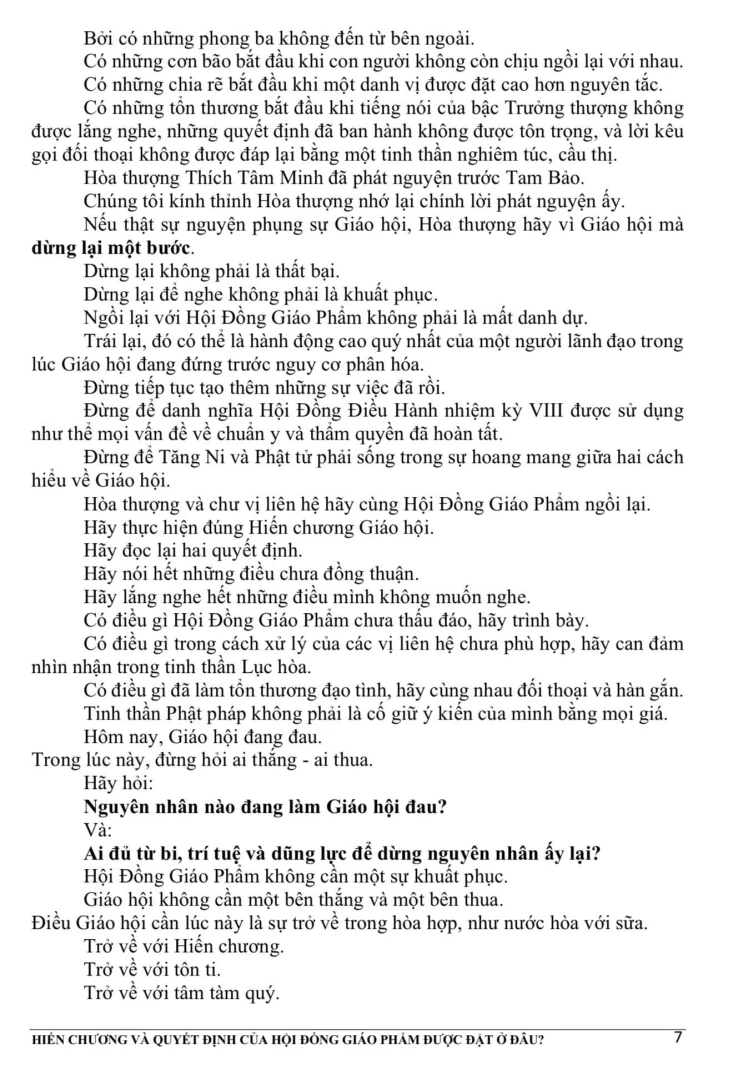 Đôi lời của Chánh Thư ký Hội Đồng Giáo Phẩm trước việc tổ chức “Lễ ra mắt Hội Đồng Điều Hành Giáo Hội nhiệm kỳ VIII”-7