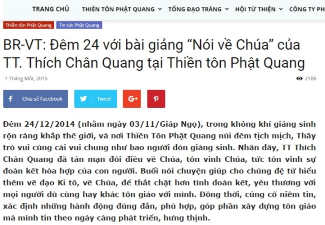 chan quang giang ve chúa