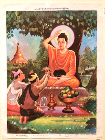 Anh em thương gia Tapussa và Bhallika nhận tám sợi tóc của Đức 
